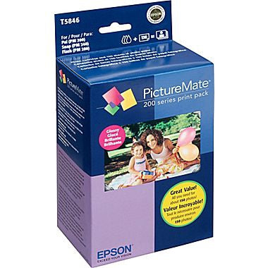 Epson PictureMate Pal Snap Flash Charm Dash Show Zoom Print Pack (Includes 1 Photo Ink Cartridge 150 Sheets of Glossy 4" x 6" Photo Paper)